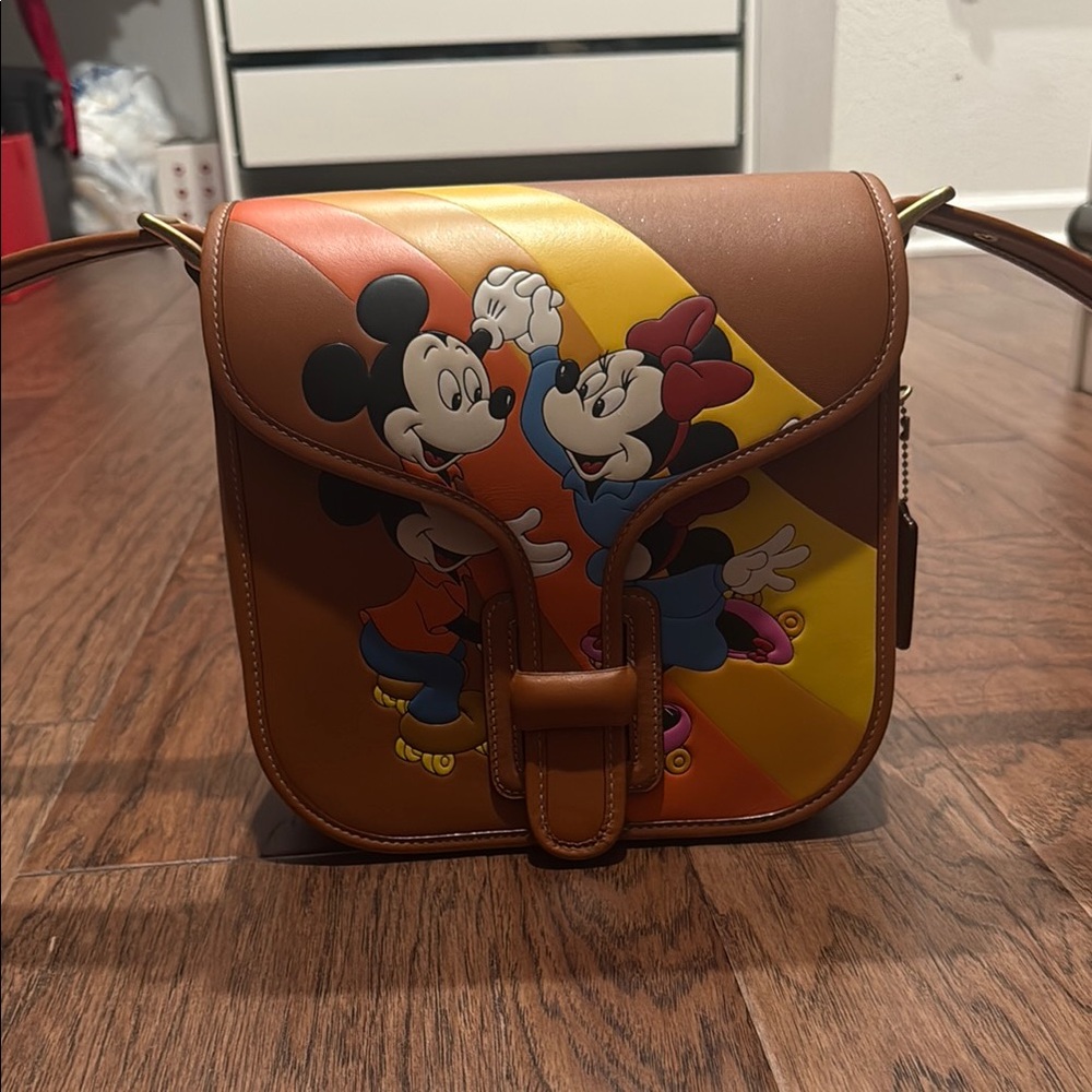 Coach Brown and Orange Crossbody Bag with Vintage Disney Design